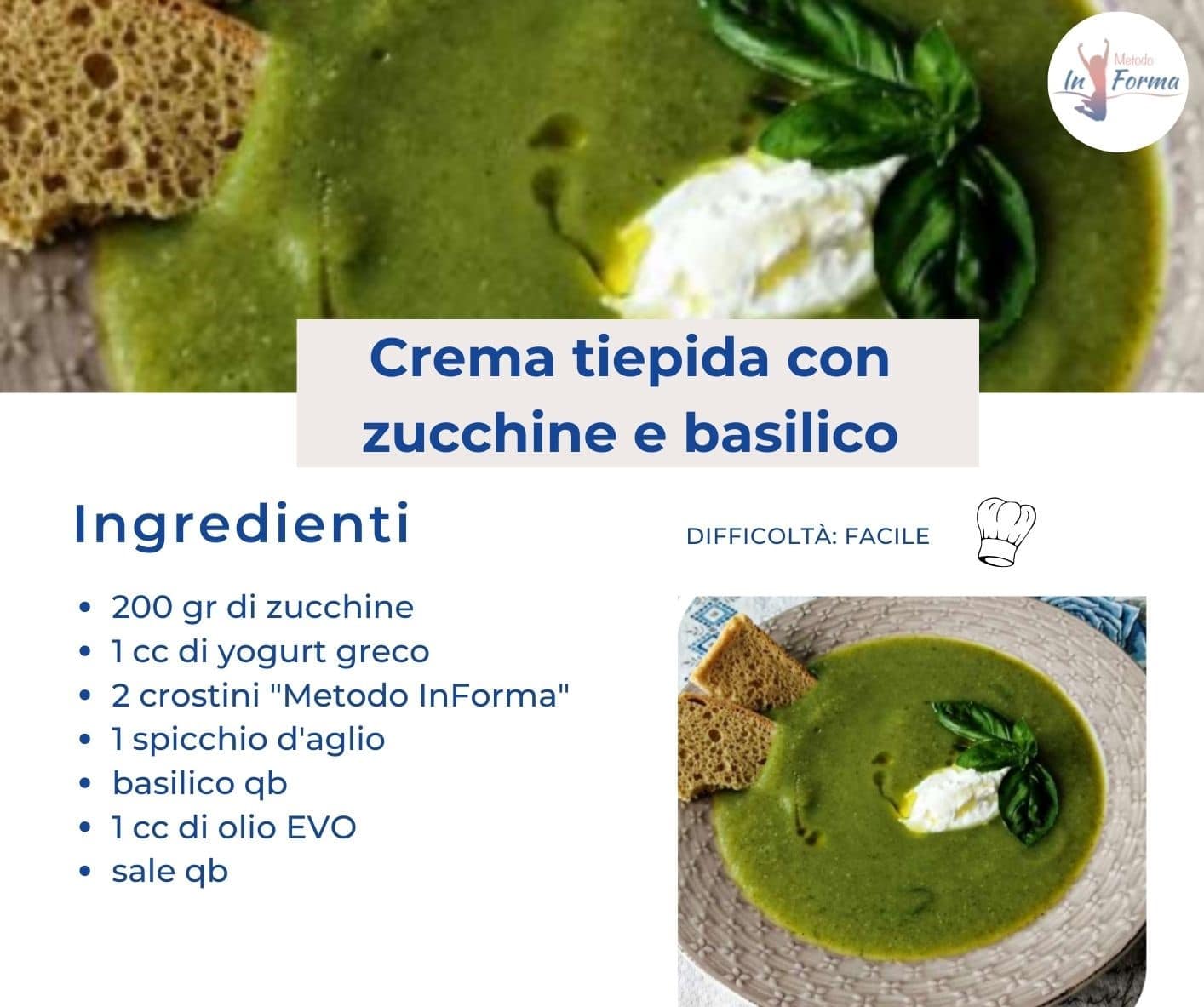Crema tiepida con zucchine e basilico | Metodo InForma